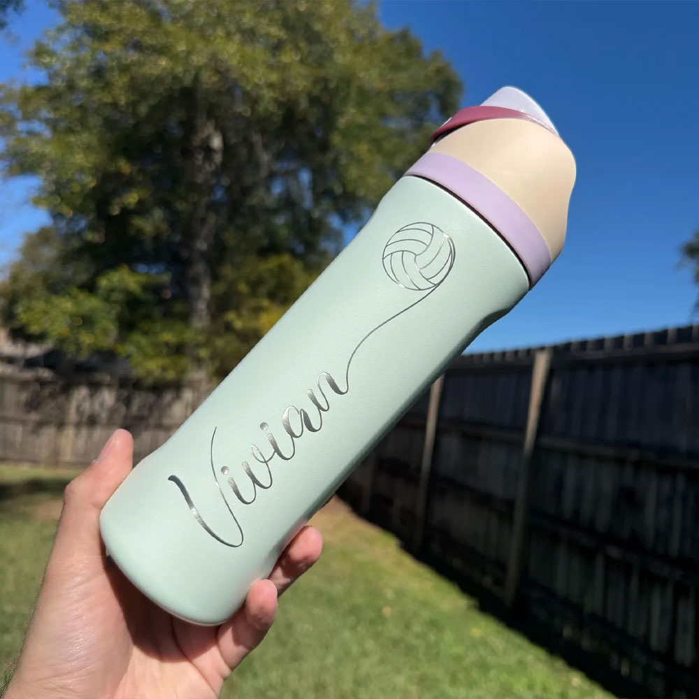 Sports Equipment And Names - Custom Name Volleyball Engraved Insulated Water